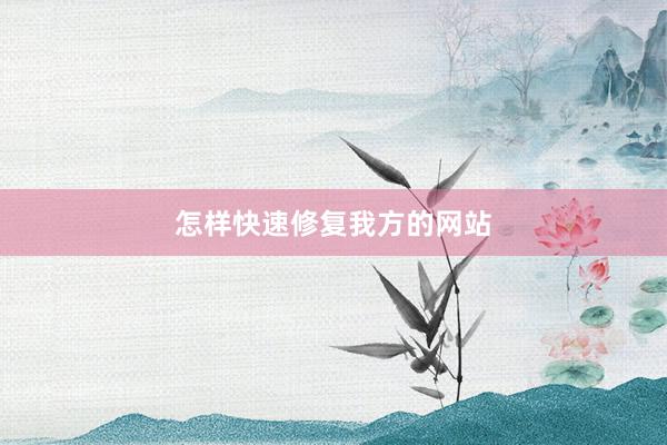 怎样快速修复我方的网站